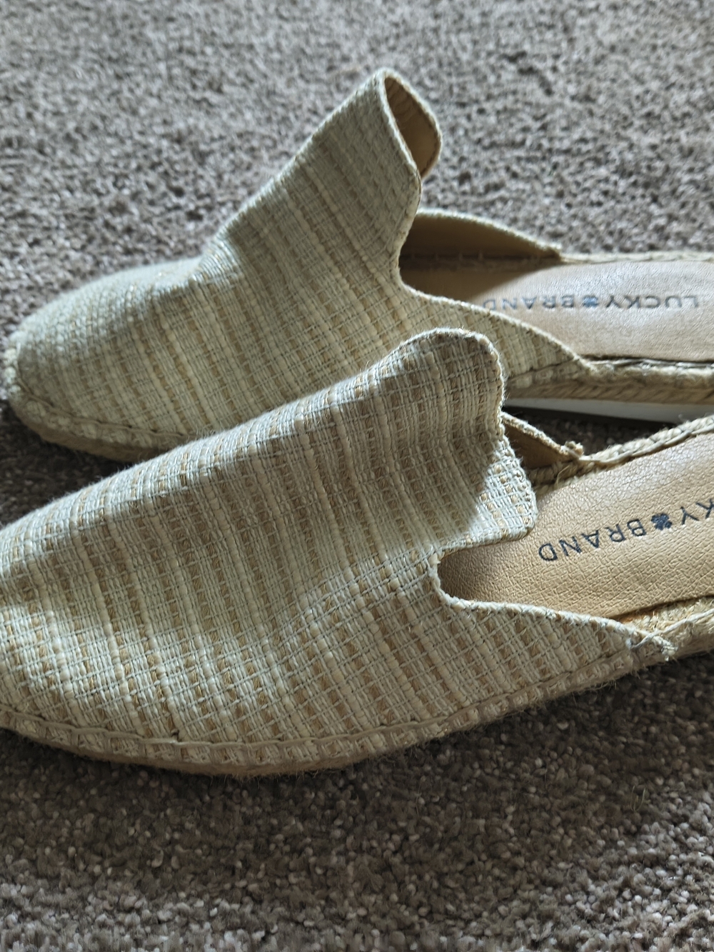 Lucky Brand Woven Slip-On Mules in Natural Straw